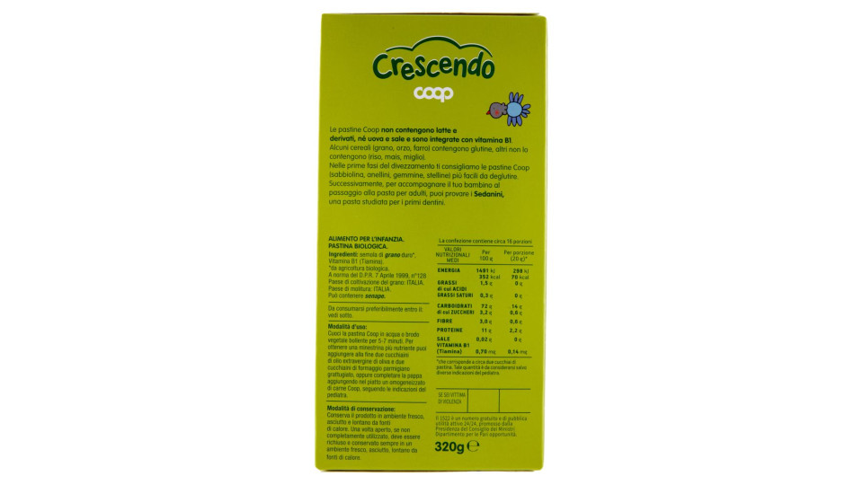 Pastina Sedanini Biologica 320 G