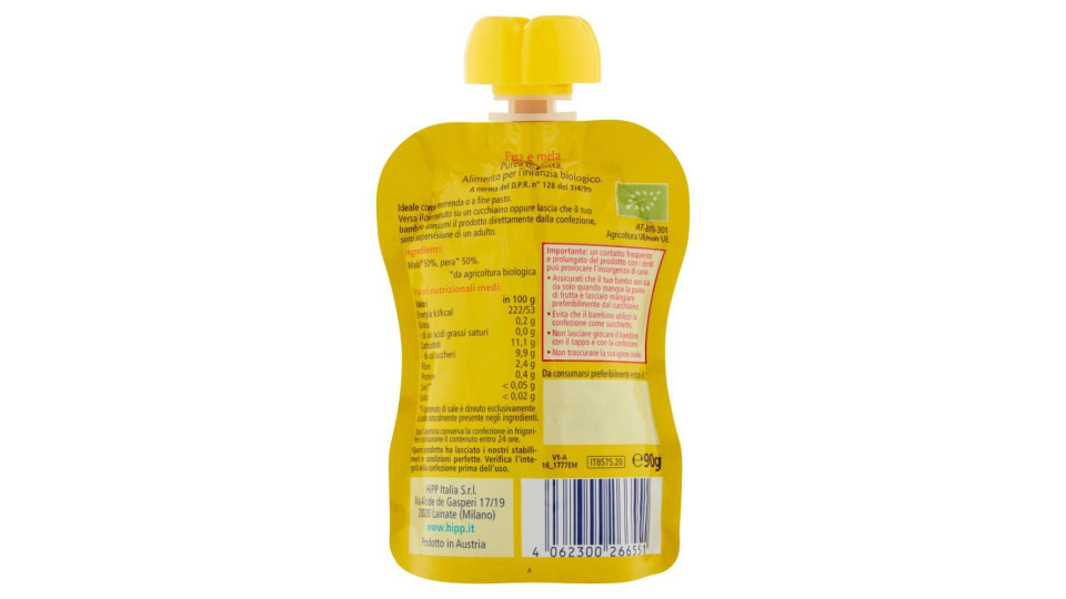 Hipp Biologico Frutta Frullata Pera E Mela 90 G
