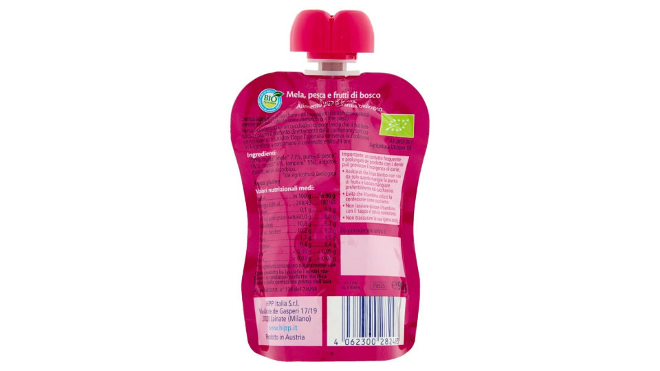 Hipp Biologico Frutta Frullata Mela, Pesca E Frutti Di Bosco 90 G