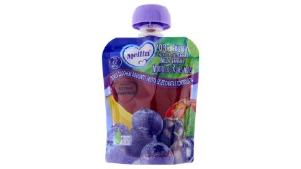 Mellin Merenda Di Frutta 100% Con Carota, Mirtillo E Ribes Nero, Dal 6° Mese, Pouch 90 G