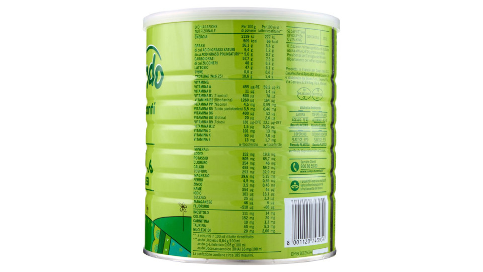 Latte Per Lattanti In Polvere 1 Da 0 A 6 Mesi 800 G