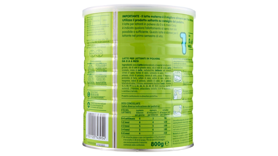 Latte Per Lattanti In Polvere 1 Da 0 A 6 Mesi 800 G