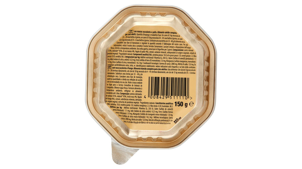 Cesar Ricette Classiche Cibo Umido Cane In Vaschetta Con Manzo Succulento E Pollo 150 G