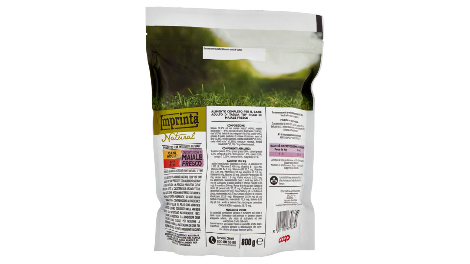 Natural Crocchette Ricche In Maiale Fresco Cani Adulti Toy 800 G
