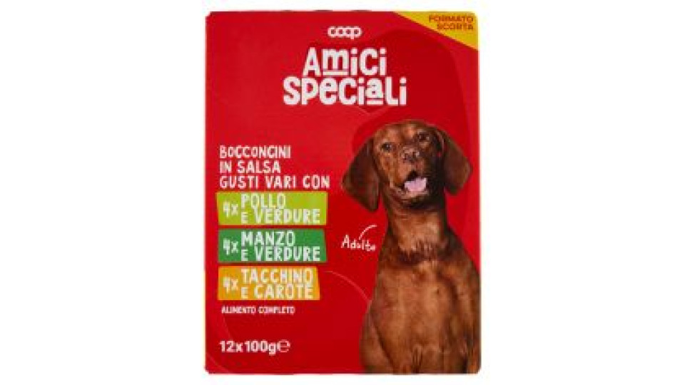 Bocconcini In Salsa Gusti Vari Con Pollo E Verdura, Manzo E Verdure, Tacchino E Carote 12 X 100 G
