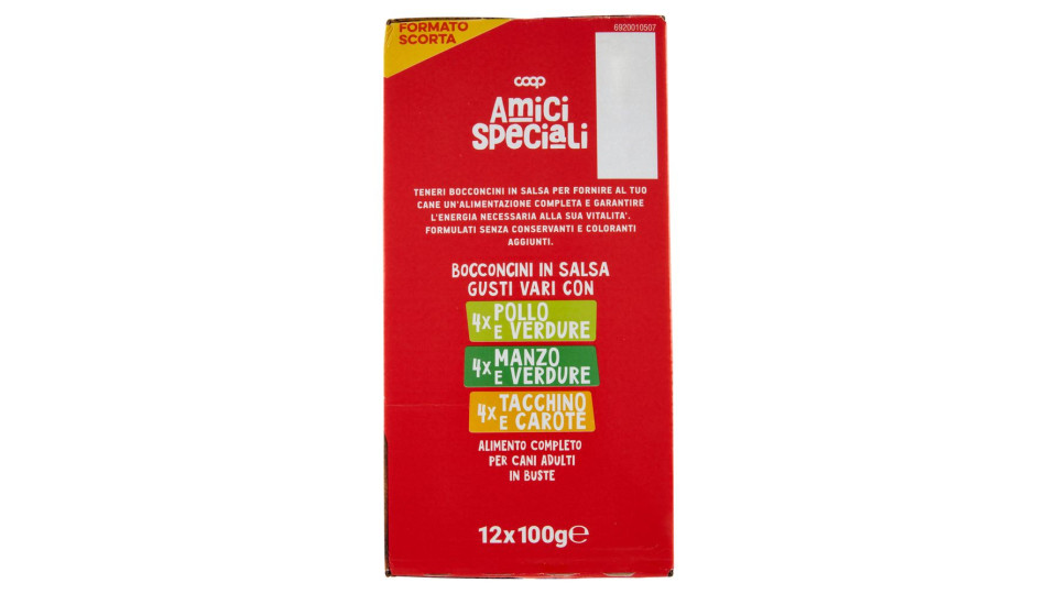 Bocconcini In Salsa Gusti Vari Con Pollo E Verdura, Manzo E Verdure, Tacchino E Carote 12 X 100 G