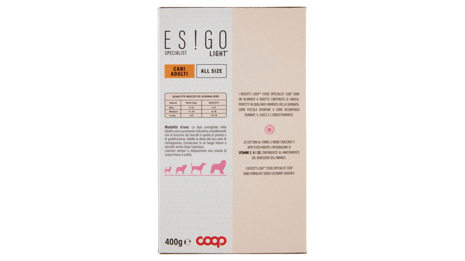 Specialist Light* Cani Adulti All Size Biscotti 400 G