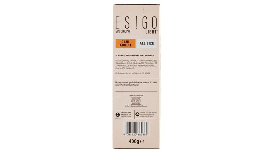 Specialist Light* Cani Adulti All Size Biscotti 400 G
