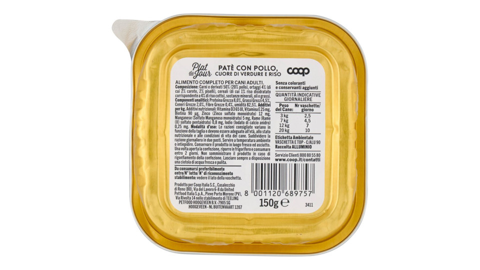 Patè Con Pollo, Cuore Di Verdure E Riso 150 G