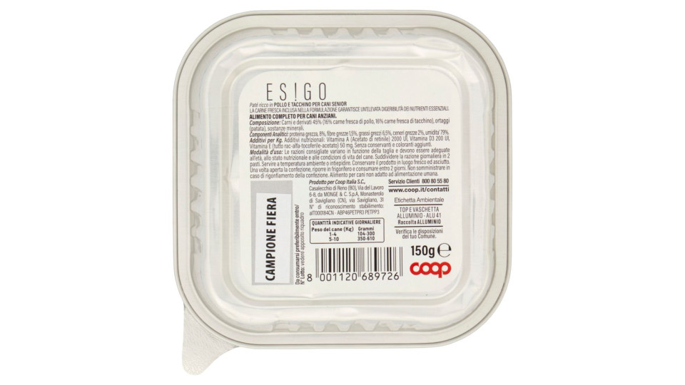 Paté Ricco In Pollo E Tacchino Cani Senior 150 G