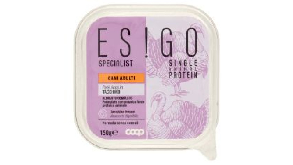 Specialist Single Animal Protein Cani Adulti Patè Ricco In Tacchino 150 G
