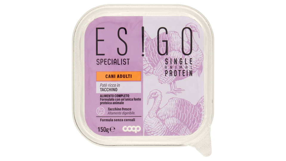 Specialist Single Animal Protein Cani Adulti Patè Ricco In Tacchino 150 G