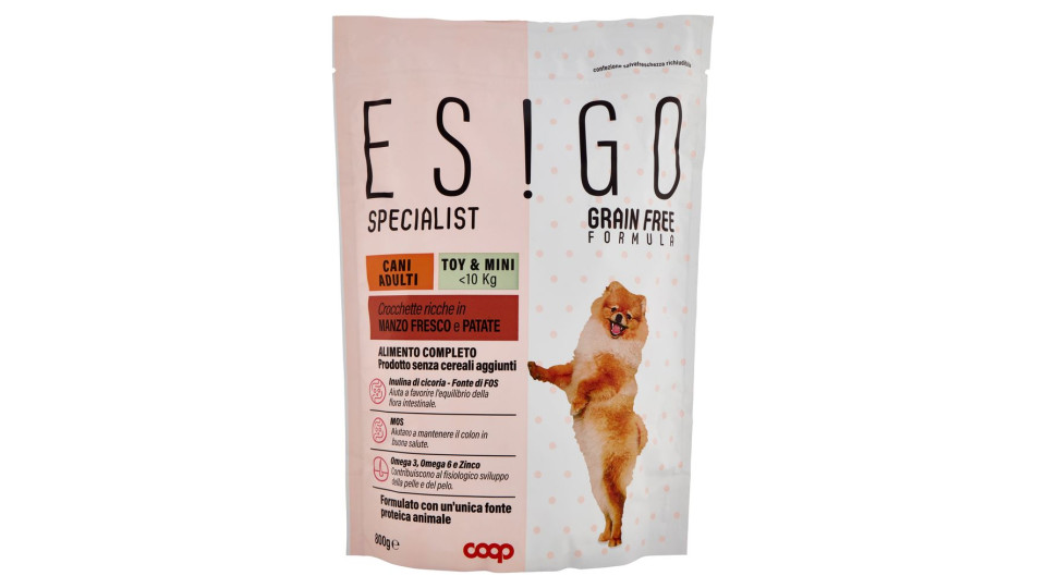 Specialist Grain Free Formula Cani Adulti Toy & Mini Crocchette Ricche In Manzo Fresco E Patate 800g