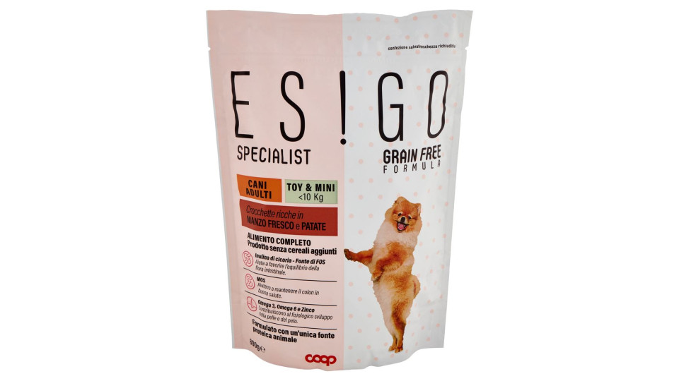 Specialist Grain Free Formula Cani Adulti Toy & Mini Crocchette Ricche In Manzo Fresco E Patate 800g