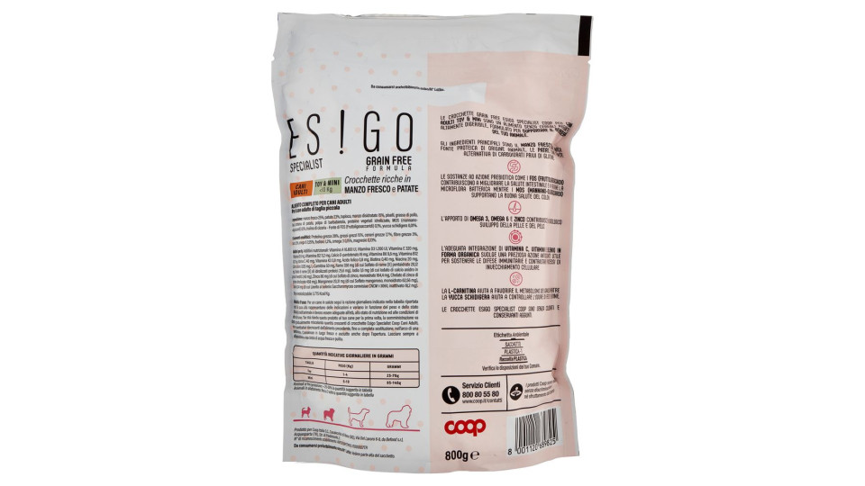 Specialist Grain Free Formula Cani Adulti Toy & Mini Crocchette Ricche In Manzo Fresco E Patate 800g