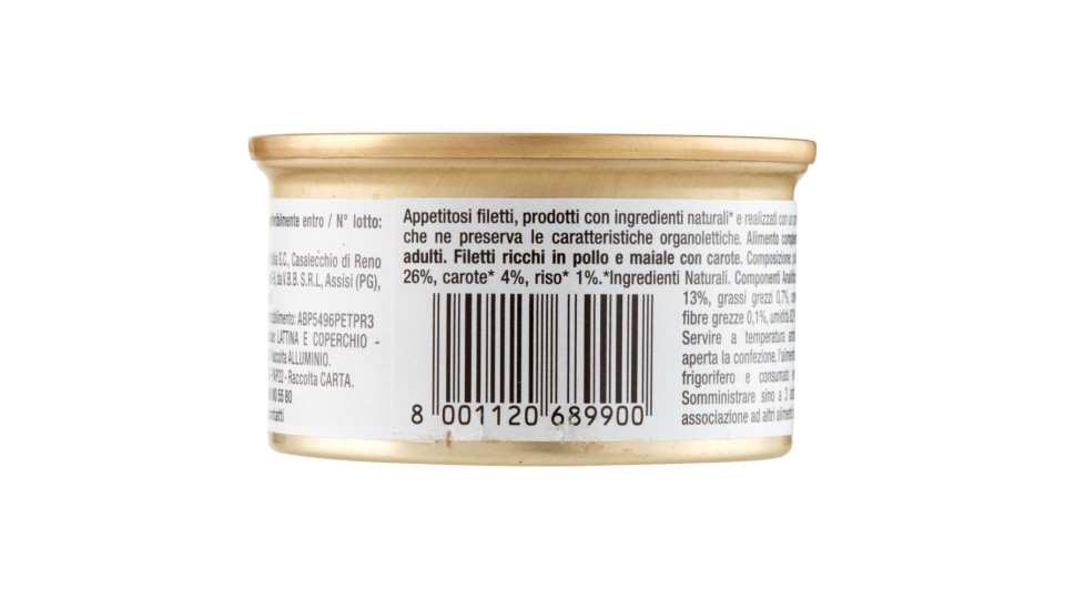 Natural Filetti Ricchi In Pollo E Maiale Con Carote Cani Adulti 85 G