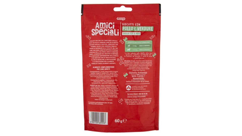 Biscotti Con Pollo E Verdure Taglia Toy & Mini 60 G