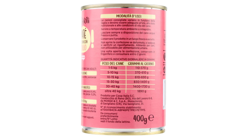 Paté Per Cani Con Pollo 400 G