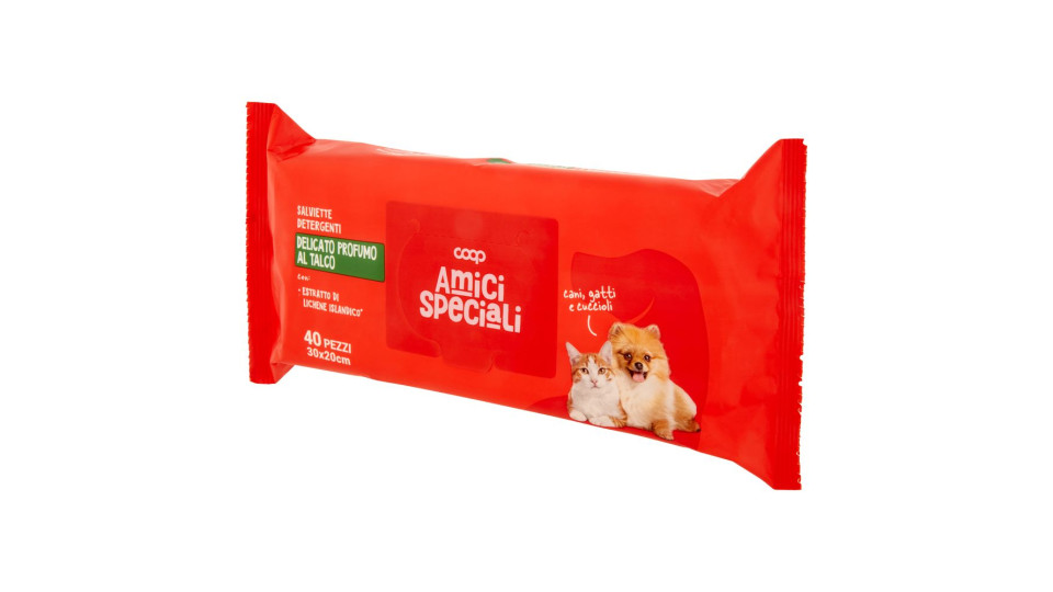 Salviette Detergenti Delicato Profumo Al Talco 30x20cm 40 Pz