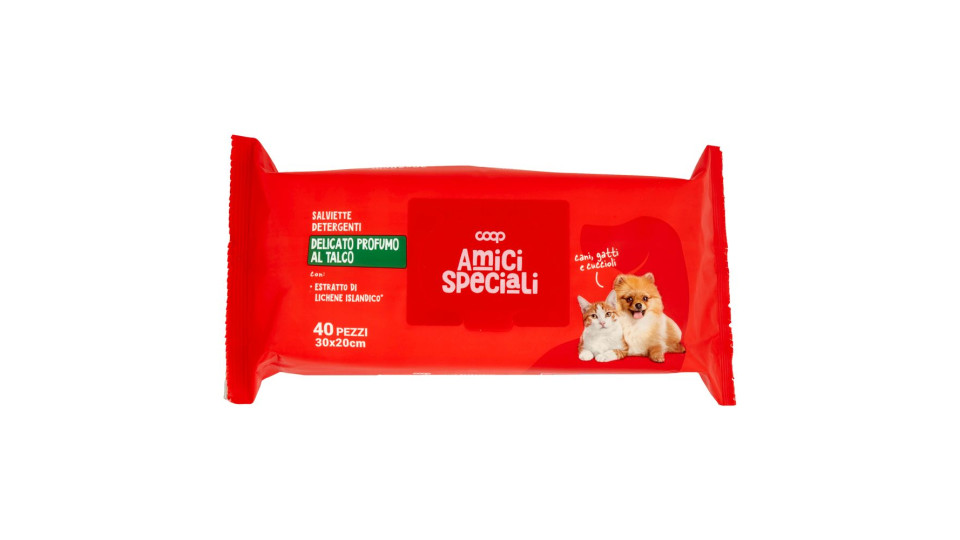 Salviette Detergenti Delicato Profumo Al Talco 30x20cm 40 Pz