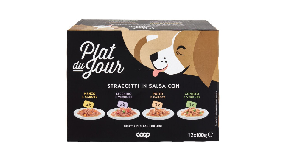 Straccetti In Salsa Manzo E Carote, Tacchino E Verdure, Pollo E Carote, Agnello E Verdure 12 X 100 G