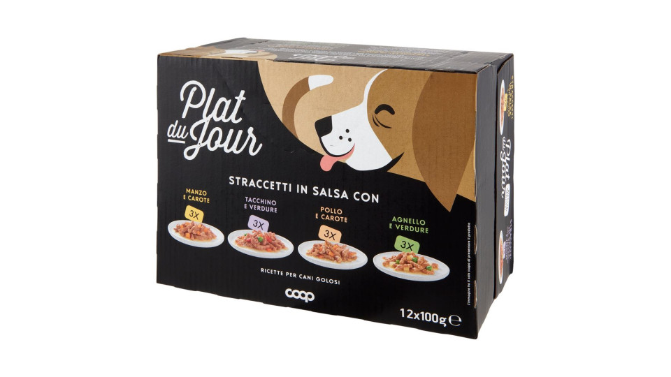 Straccetti In Salsa Manzo E Carote, Tacchino E Verdure, Pollo E Carote, Agnello E Verdure 12 X 100 G