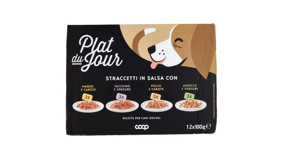 Straccetti In Salsa Manzo E Carote, Tacchino E Verdure, Pollo E Carote, Agnello E Verdure 12 X 100 G