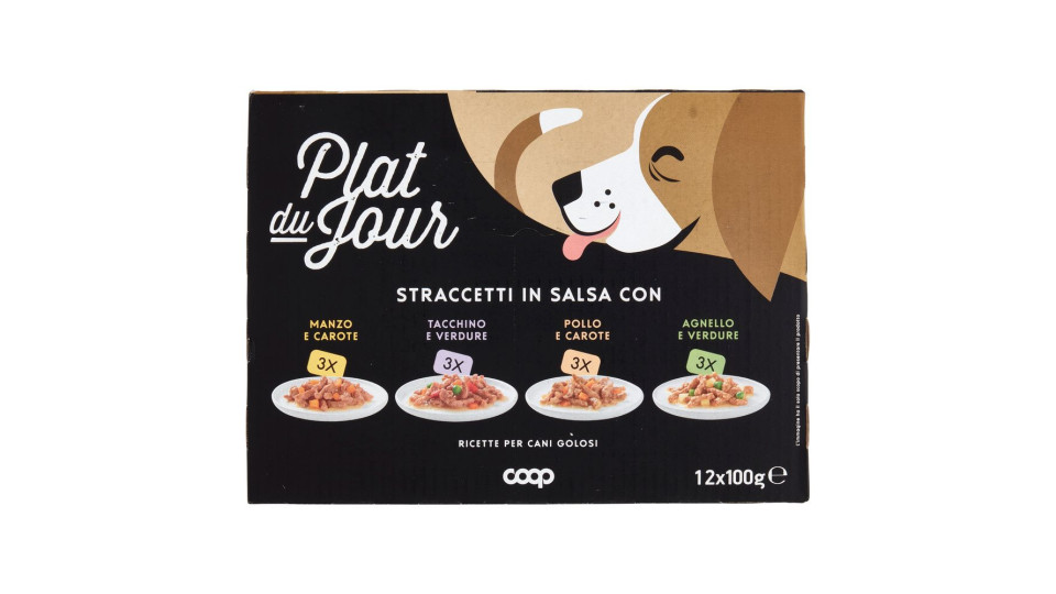 Straccetti In Salsa Manzo E Carote, Tacchino E Verdure, Pollo E Carote, Agnello E Verdure 12 X 100 G