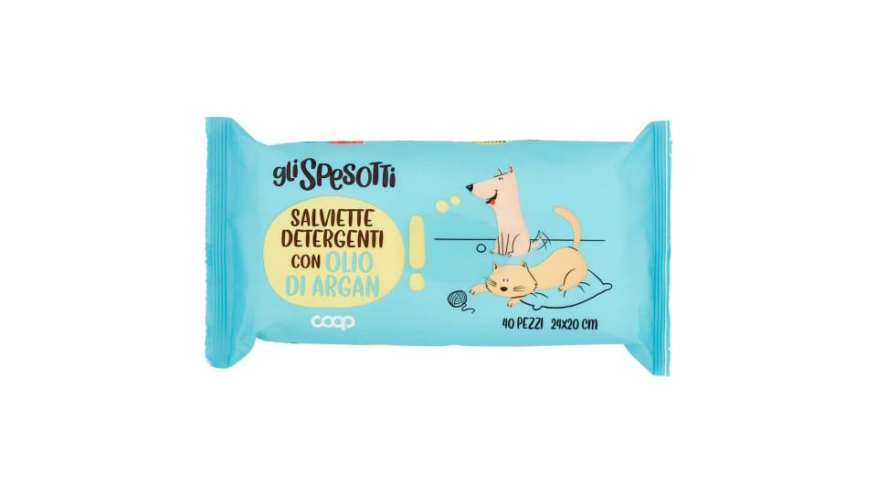 Salviette Detergenti Con Olio Di Argan 24x20 Cm 40 Pz
