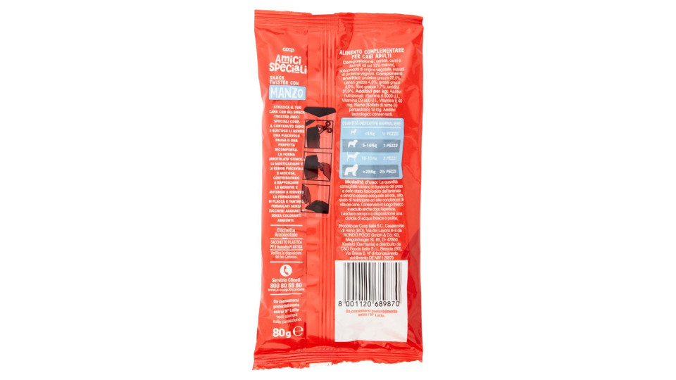 Snack Twister Con Manzo 4 Snack 80 G