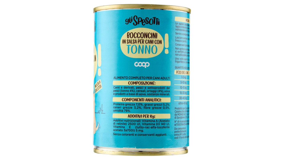 Bocconcini In Salsa Per Cani Adulti Con Tonno 415 G