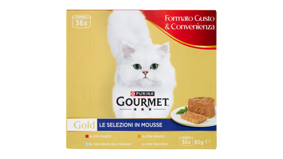 Purina Gourmet Gold Le Selezioni In Mousse Manzo / Fegato / Pesce / Tacchino 36x85g
