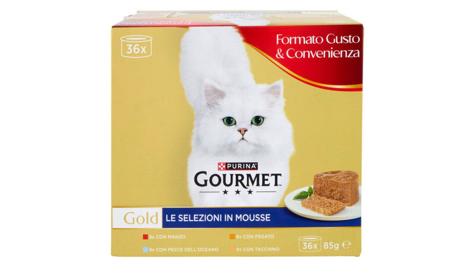 Purina Gourmet Gold Le Selezioni In Mousse Manzo / Fegato / Pesce / Tacchino 36x85g