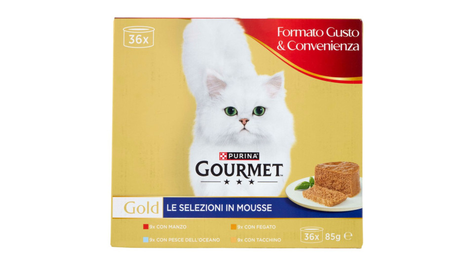 Purina Gourmet Gold Le Selezioni In Mousse Manzo / Fegato / Pesce / Tacchino 36x85g