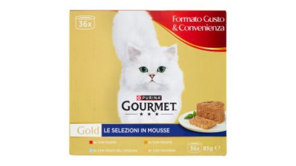 Purina Gourmet Gold Le Selezioni In Mousse Manzo / Fegato / Pesce / Tacchino 36x85g