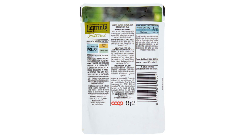Natural Filetti In Salsa Con Pollo Gatti Adulti Sterilizzati 85 G