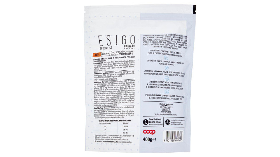 Specialist Urinary Support Gatti Adulti Sterilizzati Crocchette Ricche In Pollo Fresco 400 G