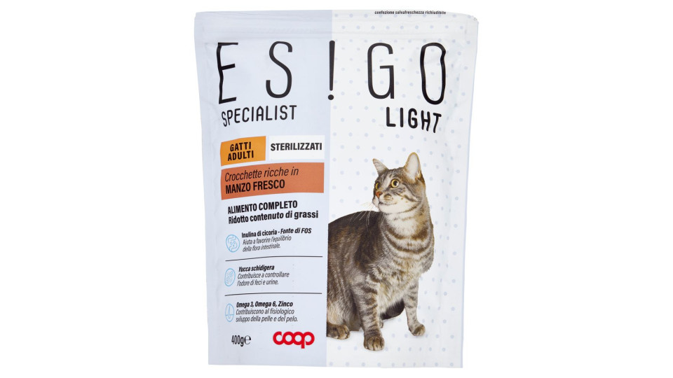 Specialist Light Gatti Adulti Sterilizzati Crocchette Ricche In Manzo Fresco 400 G
