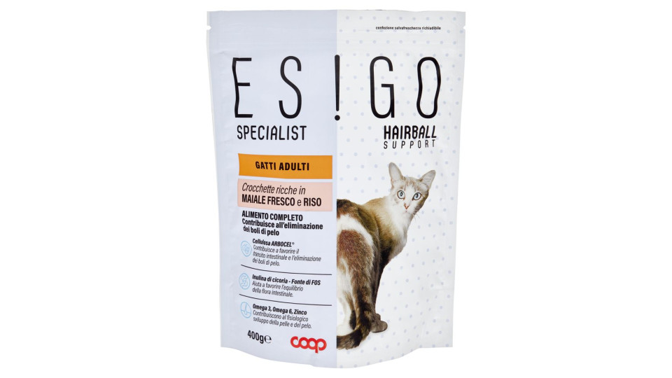 Specialist Hairball Support Gatti Adulti Crocchette Ricche In Maiale Fresco E Riso 400 G