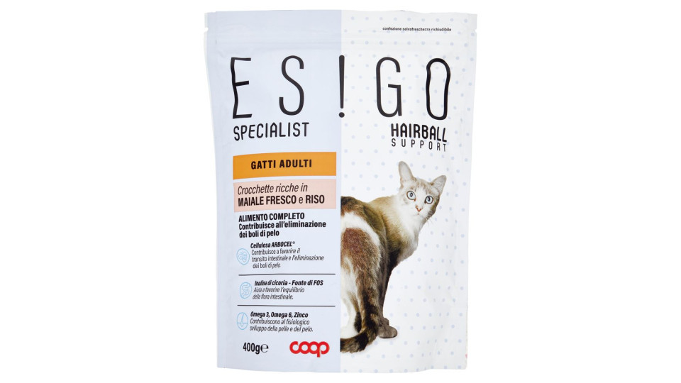 Specialist Hairball Support Gatti Adulti Crocchette Ricche In Maiale Fresco E Riso 400 G
