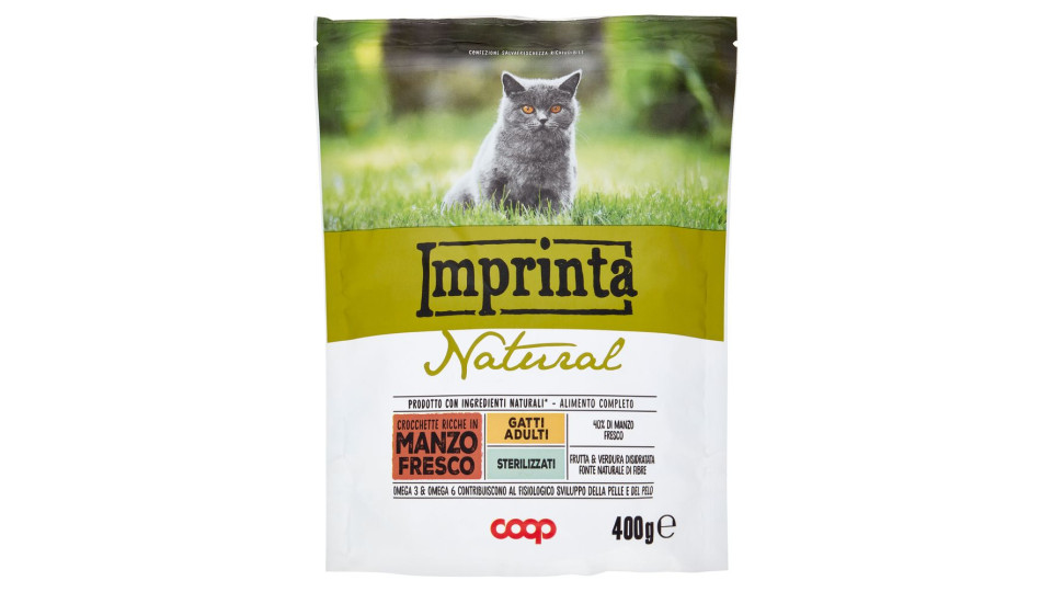 Natural Crocchette Ricche In Manzo Fresco Gatti Adulti Sterilizzati 400 G