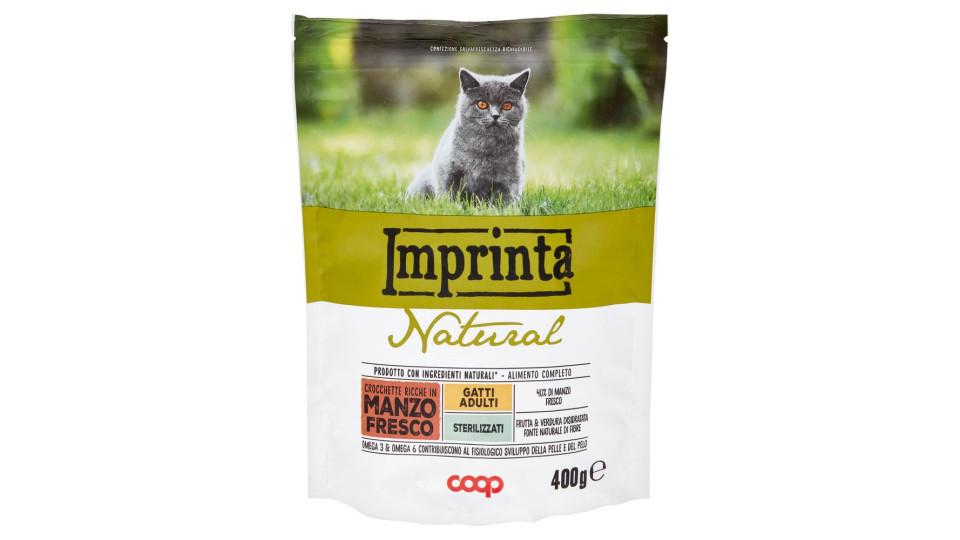 Natural Crocchette Ricche In Manzo Fresco Gatti Adulti Sterilizzati 400 G