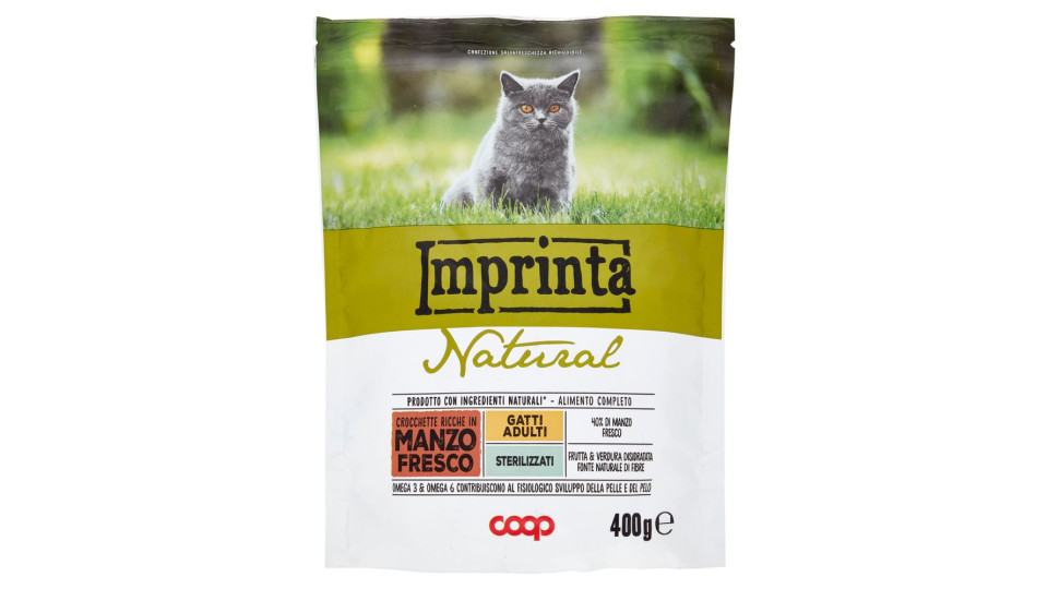 Natural Crocchette Ricche In Manzo Fresco Gatti Adulti Sterilizzati 400 G