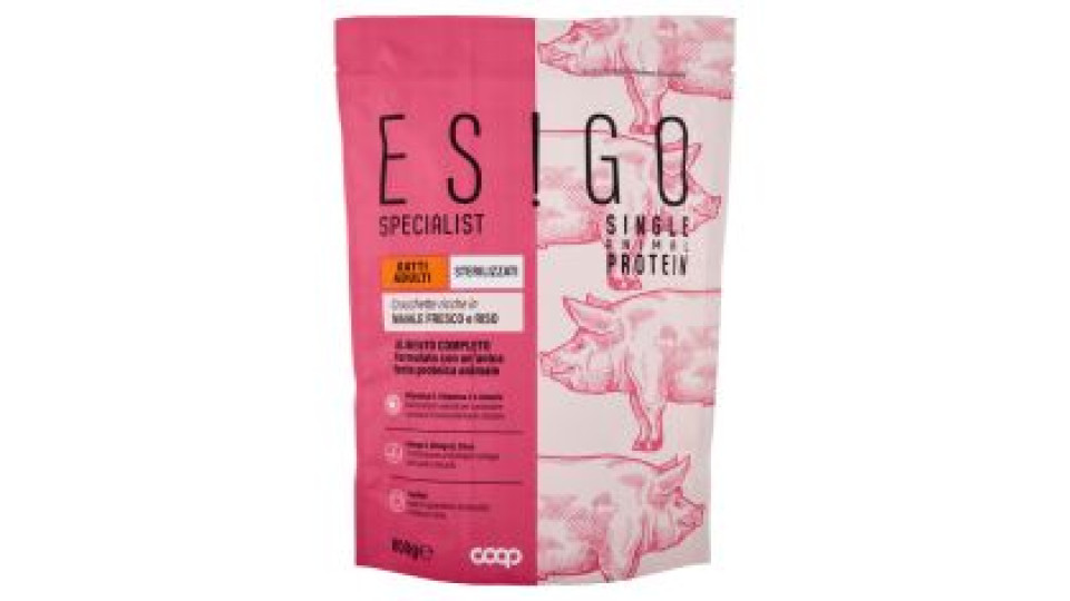 Specialist Single Animal Protein Gatti Adulti Sterilizzati Crocchette Maiale Fresco E Riso 800 G
