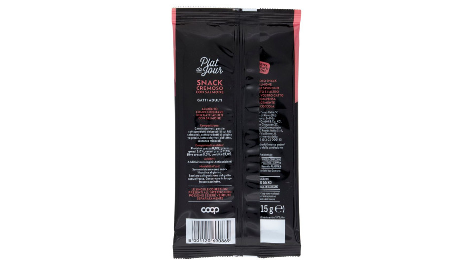 Snack Cremoso Con Salmone Gatti Adulti 5 X 15 G
