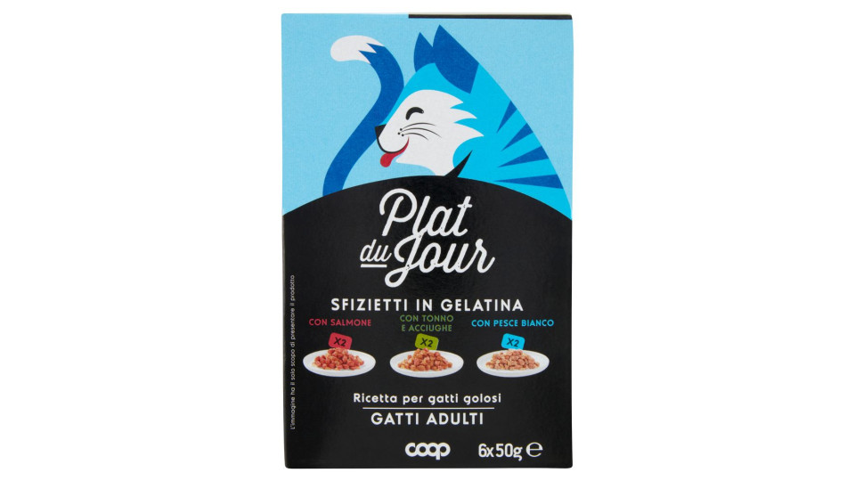 Sfizietti In Gelatina Con Salmone, Con Tonno E Acciughe, Con Pesce Bianco Gatti Adulti 6 X 50 G
