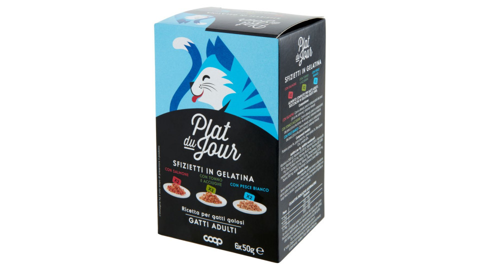 Sfizietti In Gelatina Con Salmone, Con Tonno E Acciughe, Con Pesce Bianco Gatti Adulti 6 X 50 G
