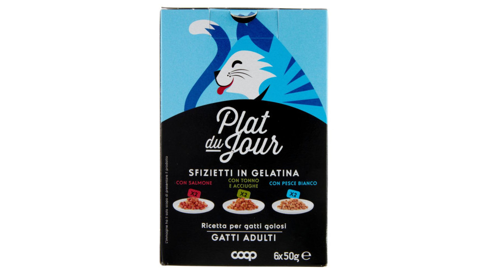 Sfizietti In Gelatina Con Salmone, Con Tonno E Acciughe, Con Pesce Bianco Gatti Adulti 6 X 50 G