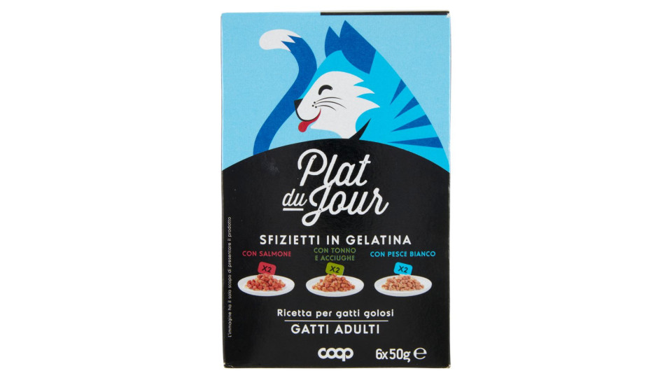 Sfizietti In Gelatina Con Salmone, Con Tonno E Acciughe, Con Pesce Bianco Gatti Adulti 6 X 50 G