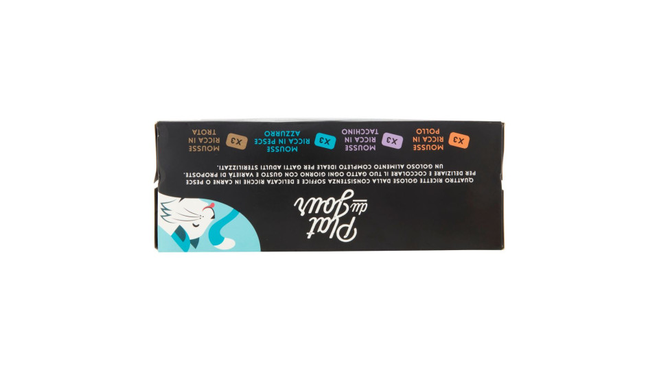 Mousse Gatti Adulti Sterilizzati X3 Ricca In Pollo, X3 Tacchino, X3 Pesce Azzurro, X3 Trota 12 X 85g